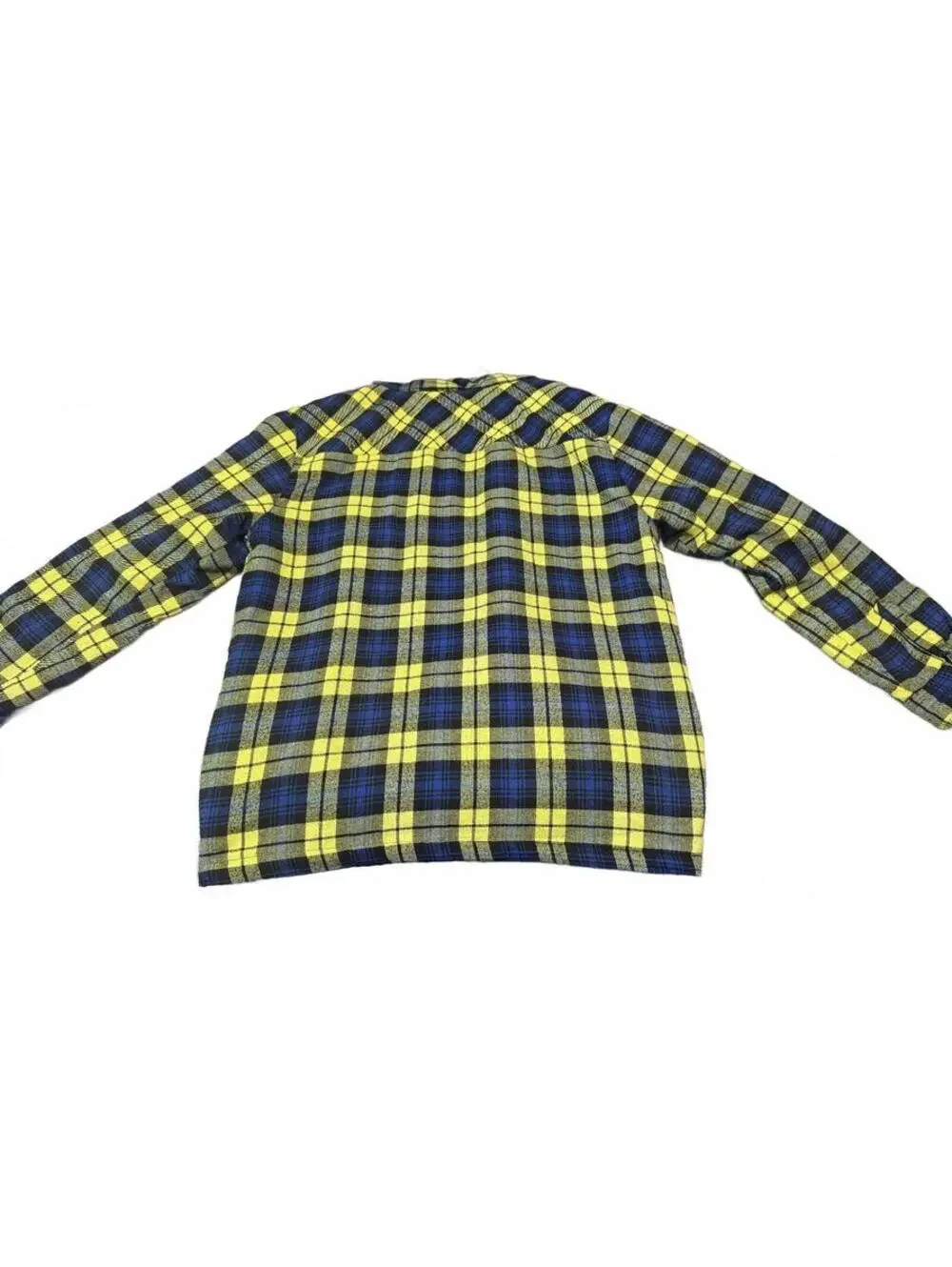 Brooklyn Standard Hoodie Yellow and Navy Blue Plaid Fleece Lined (L)